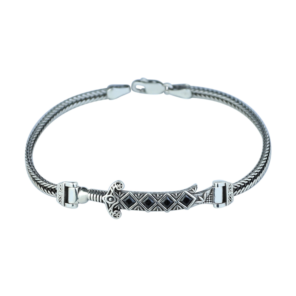925 Silver Zulfiqar Sword Bracelet, Black Onyx Sword Bracelet, Hz Ali Zulfiqar Bracelet