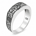 925 Sterling Silver Engraved Floral Band Ring