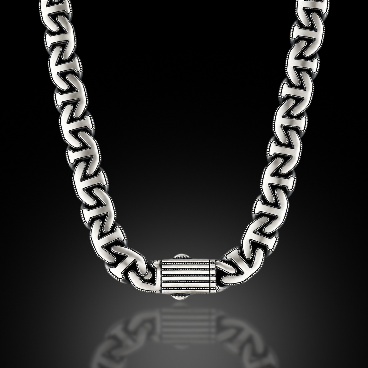 925 Sterling Silver 10mm Anchor Curb Chain Necklace for Men