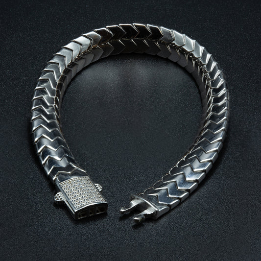 Men Silver Handmade Elegant 10mm Snake Chain Bracelet