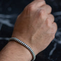 Pulsera de cadena tipo "snake popcorn" de plata 925 para hombre con piedra de ónix y incrustaciones de