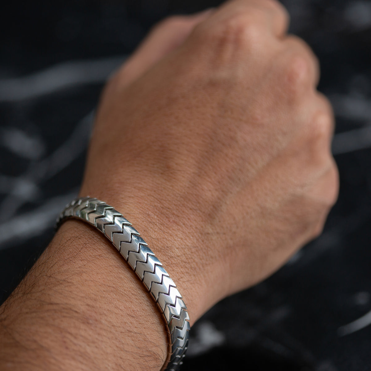 Men Silver Handmade Elegant 10mm Snake Chain Bracelet