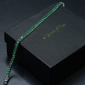 Men Silver Emerald Gemstone Elegant Tennis Chain Bracelet