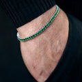 Men Silver Emerald Gemstone Elegant Tennis Chain Bracelet
