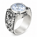 925 Sterling Silver Moissanite Ring for Men – Vintage Ottoman Style