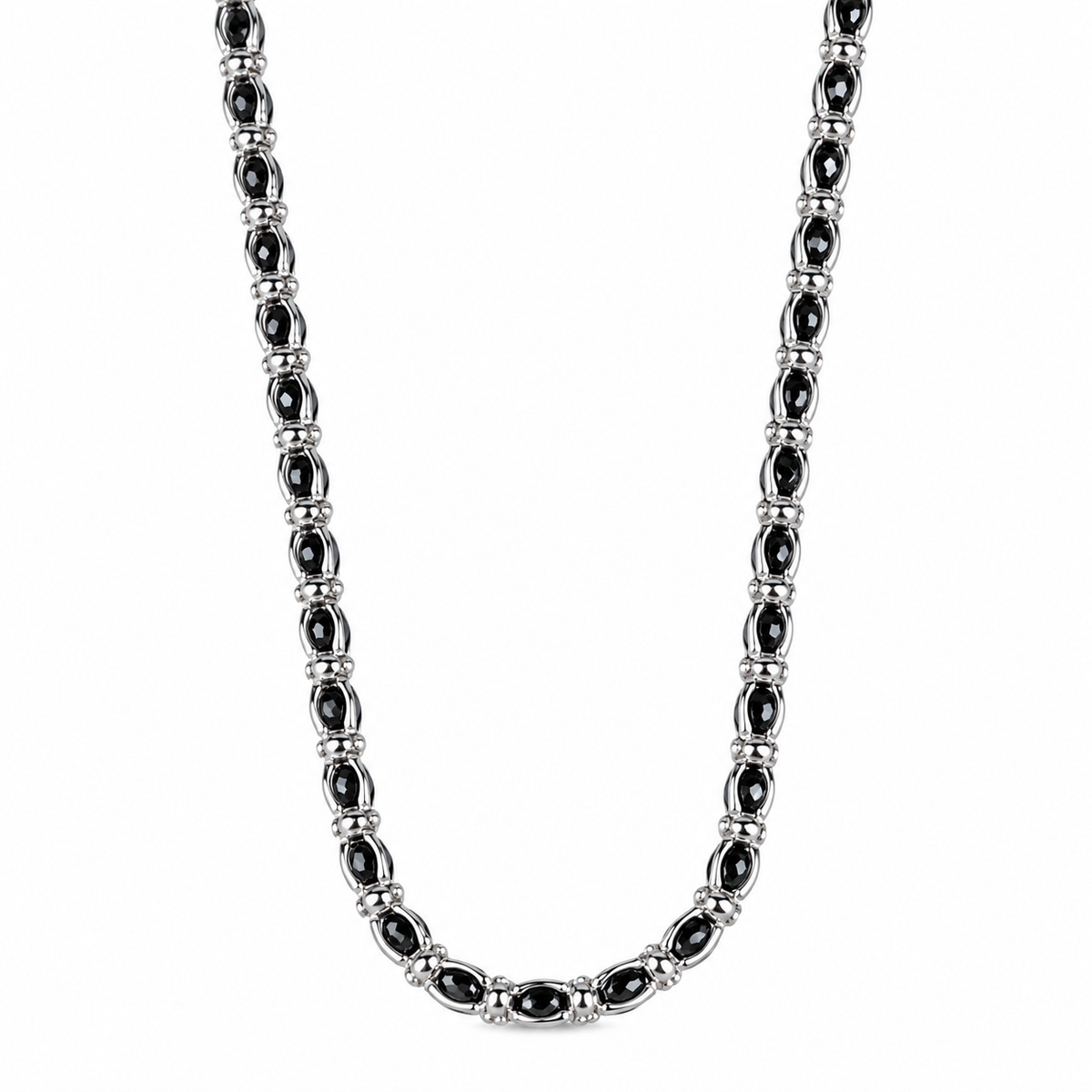925 Sterling Silver Black Onyx Chain Necklace for Men