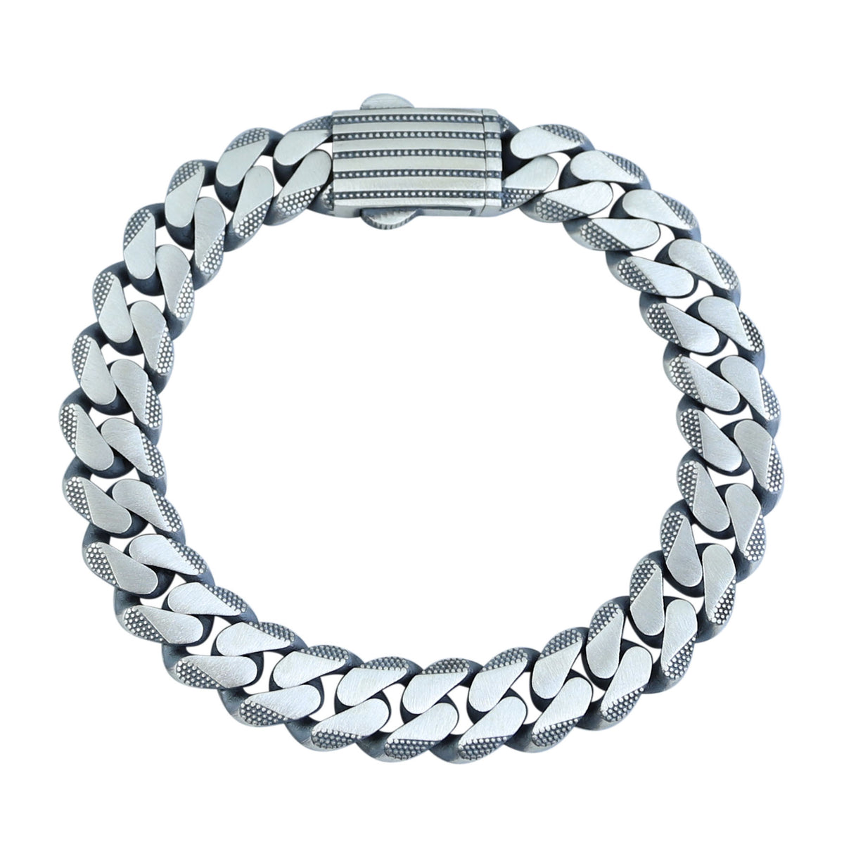 Solid 925 Sterling Silver Bracelet, 10mm Engraved Curb Chain Bracelet, Handmade Chain Bracelet