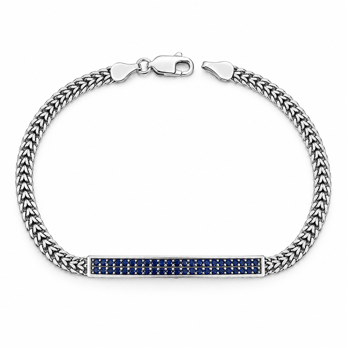 925 Sterling Silver Blue Sapphire Bracelet for Men