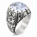925 Sterling Silver Moissanite Ring for Men Vintage Ottoman Style