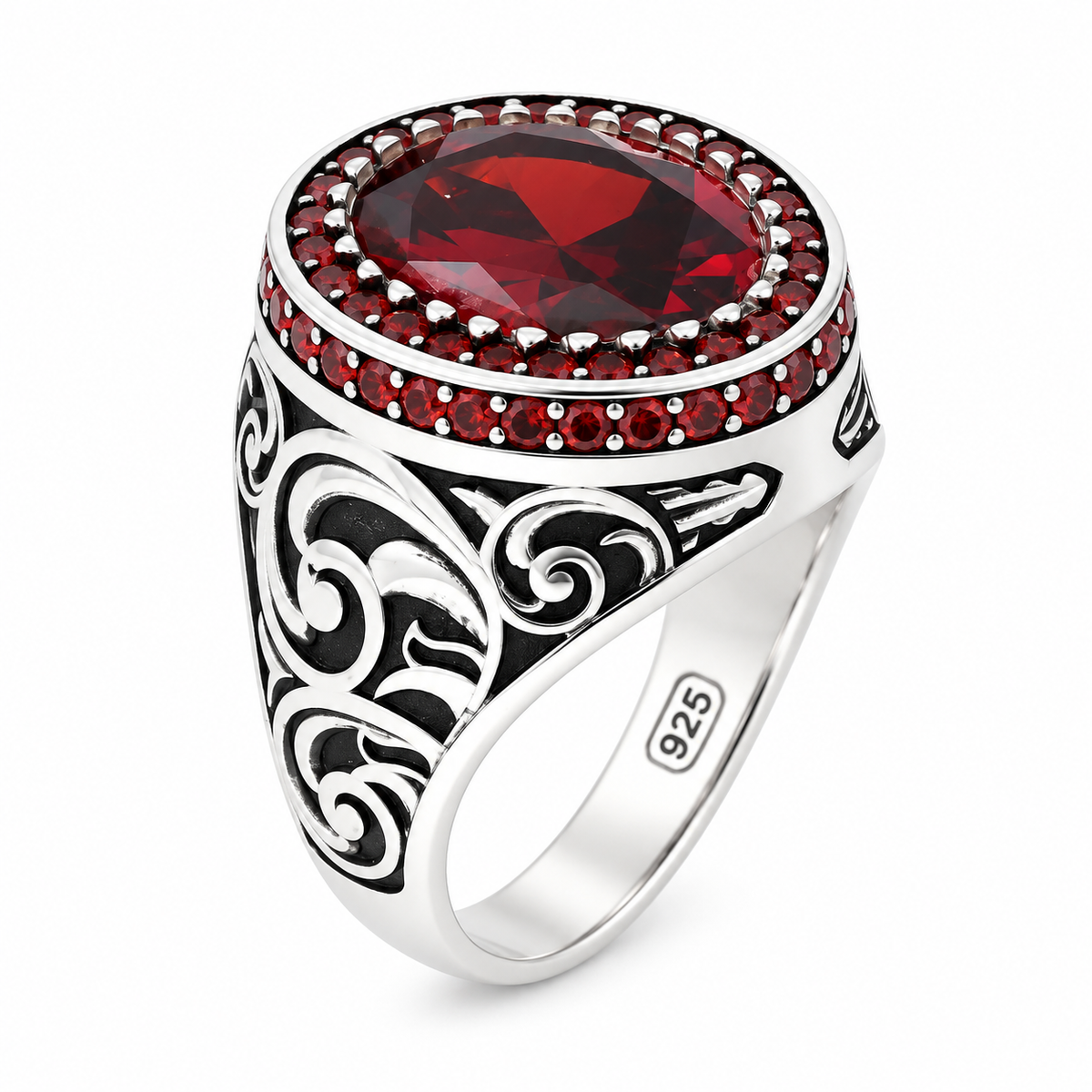 925 Silver Minimal Ruby Stone Ring, Oval Red Gemstone Men Ring, Garnet Gemstone Ring, Mens Turkish Handmade Ring, Men Handmade Gift Ring