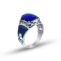 Men 925 Sterling Silver Oval Sapphire Gemstone Ring