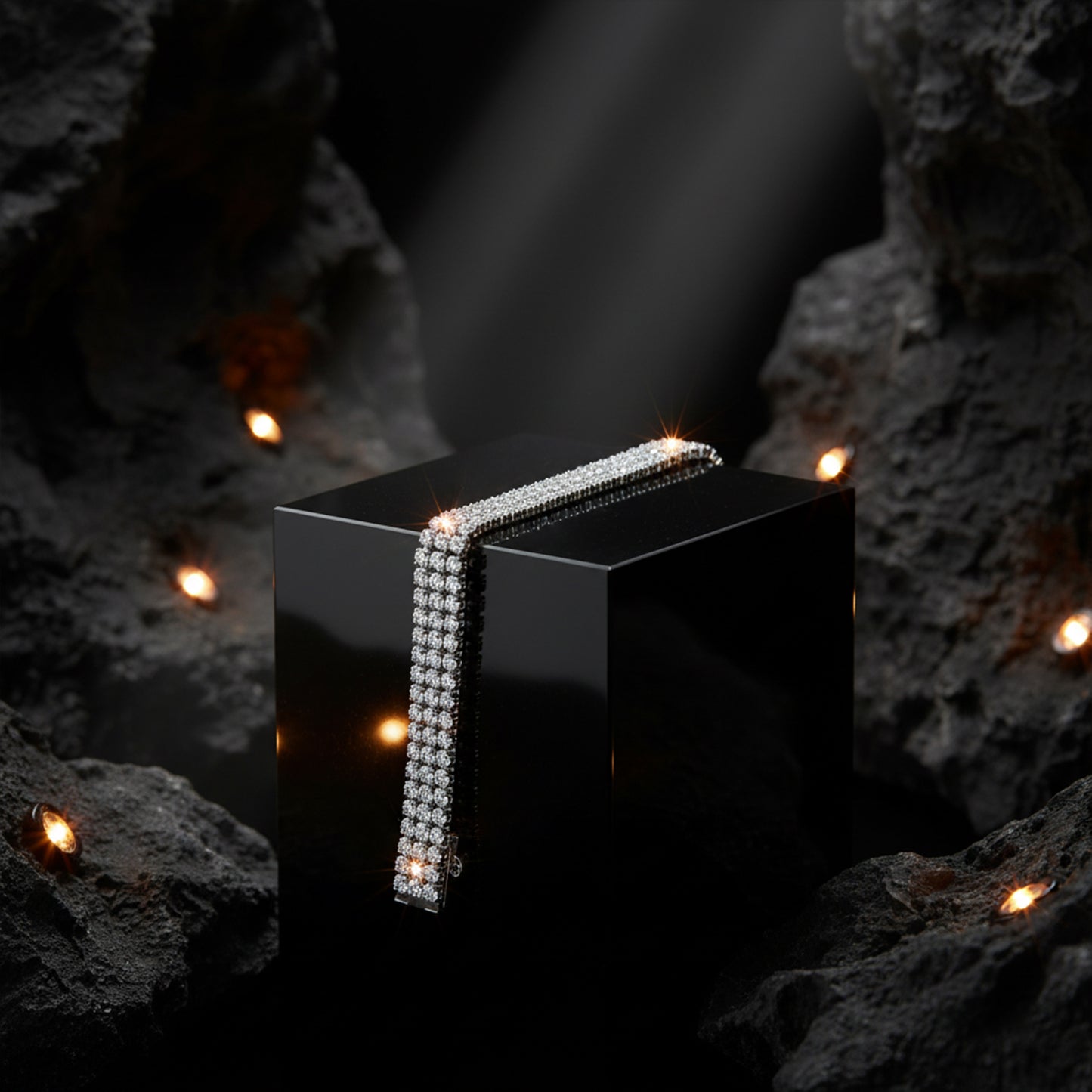 Men Silver Diamond Stone Luxury Tennis Bracelet