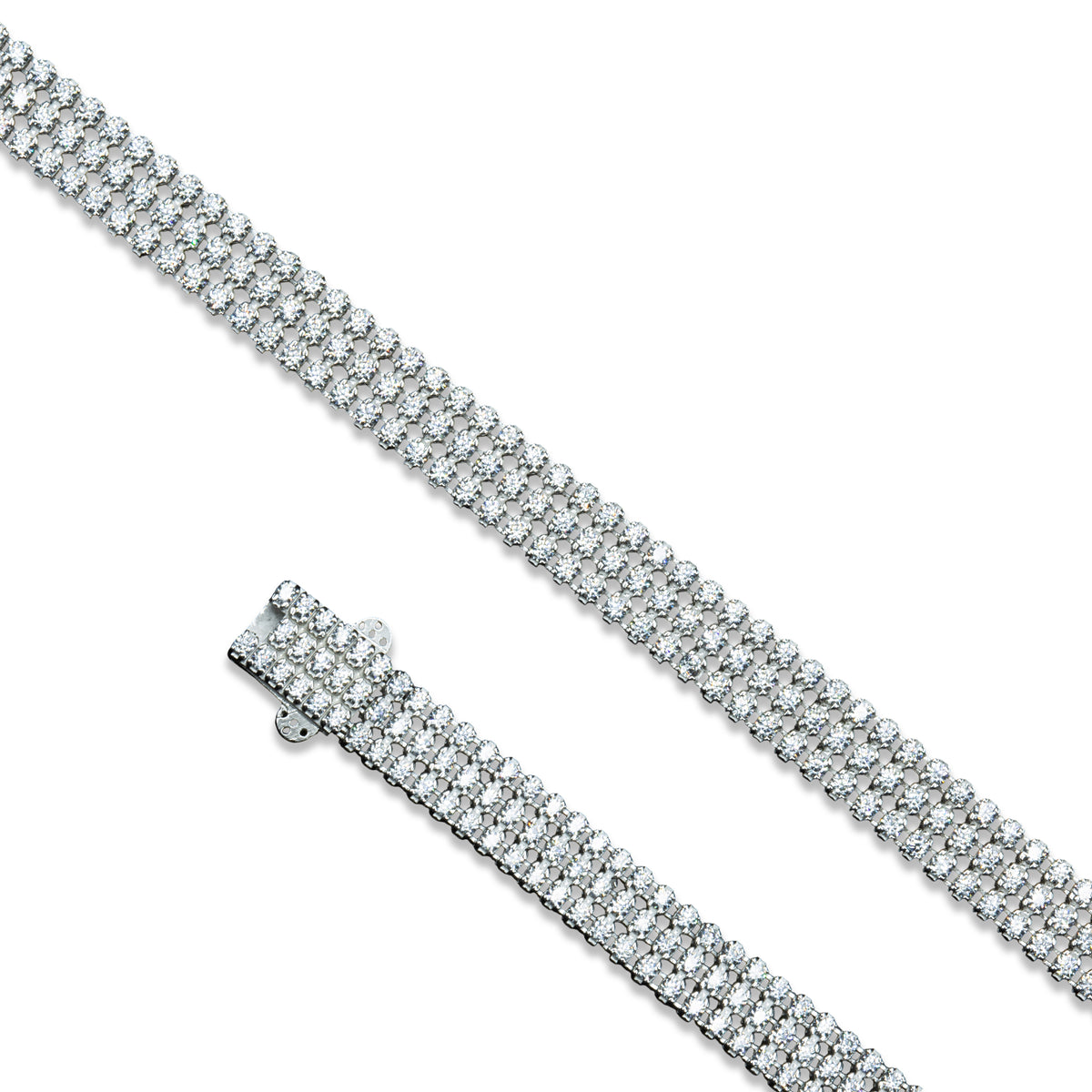 Men Silver Diamond Stone Luxury Tennis Bracelet
