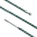 925 Men Silver Emerald Tennis Bracelet, Luxury Green Stone Chain Bracelet