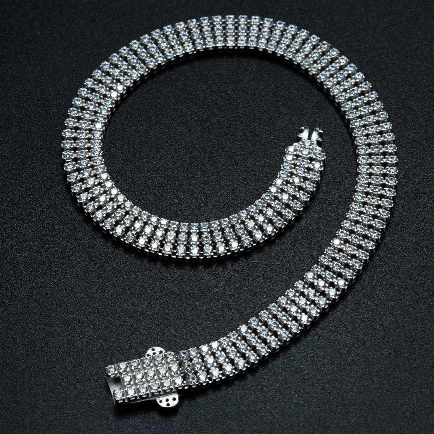 Men Silver Diamond Stone Luxury Tennis Bracelet