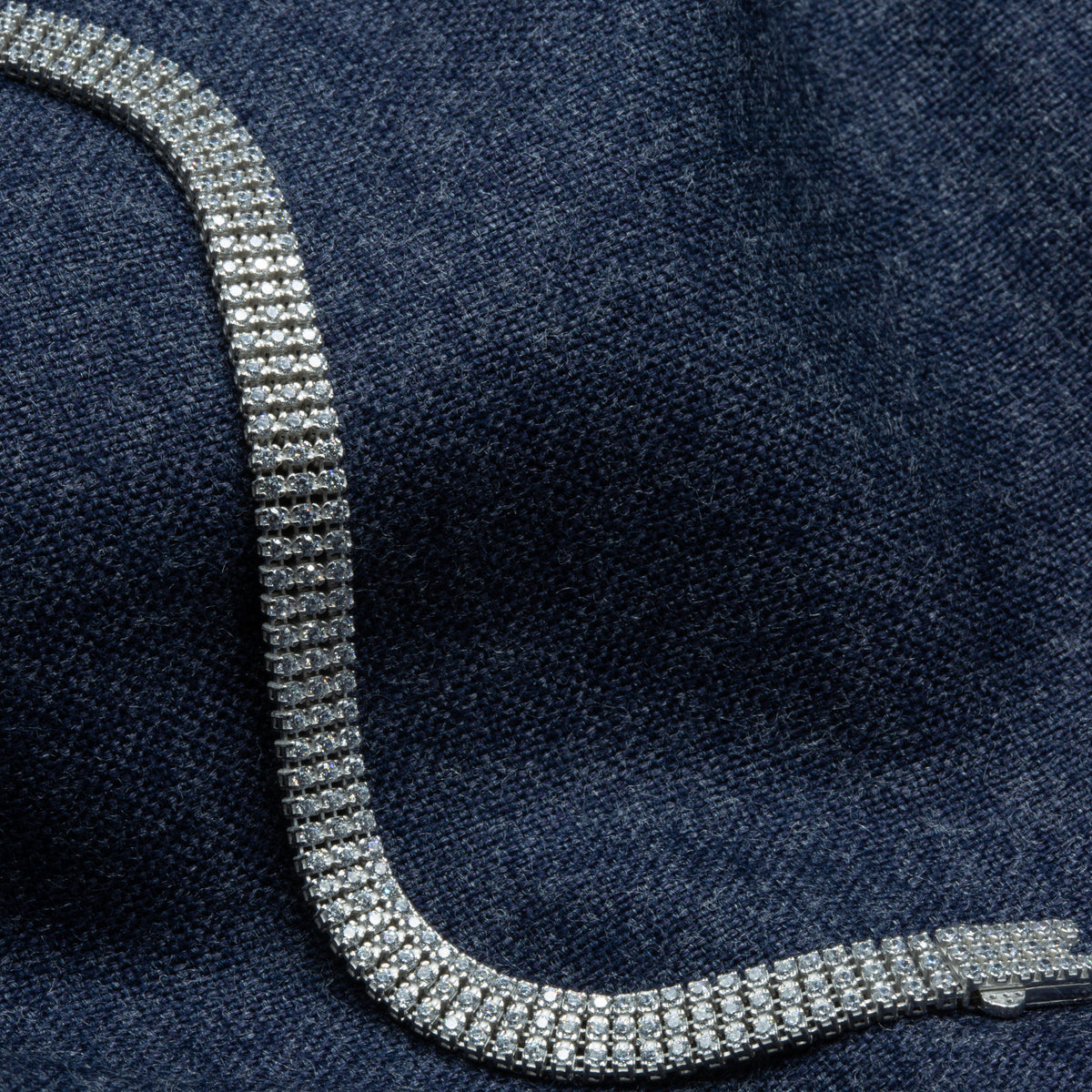 Men Silver Diamond Stone Luxury Tennis Bracelet