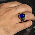Men 925 Sterling Silver Oval Sapphire Gemstone Ring