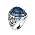 925 Sterling Silver Abalone Pearl Men Signet Ring
