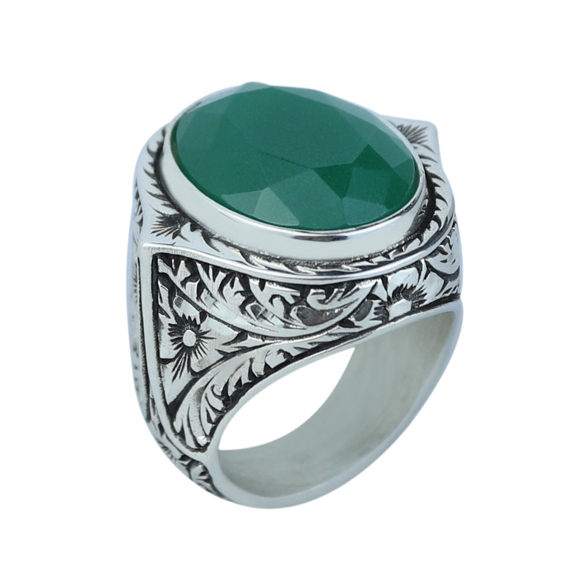 925 Silver Men Emerald Gemstone Ring, Handmade Engraved Men Ring, Green  Stone Men Ring, Father Day Gift, Husband Gift, 925k Silver