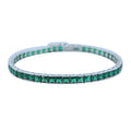 925 Silver Square Emerald Tennis Bracelet, Square Cut Green Stone Tennis Bracelet, Men Emerald Diamond Tennis Bracelet, Elegant Bracelet
