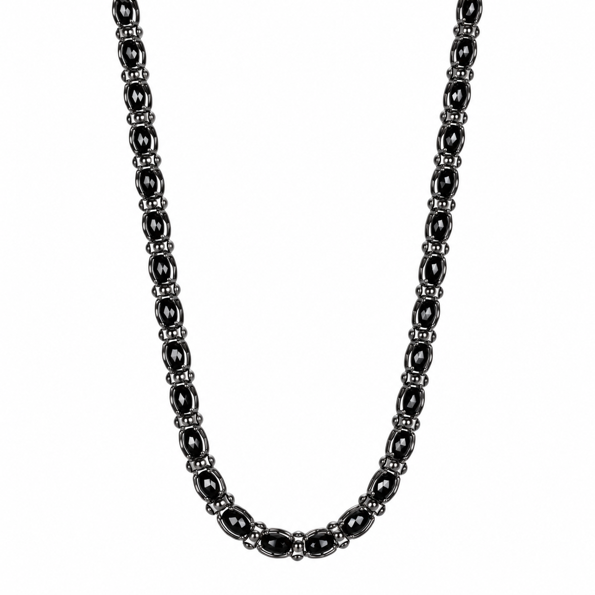 925 Sterling Silver Black Onyx Bead Chain Necklace for Men