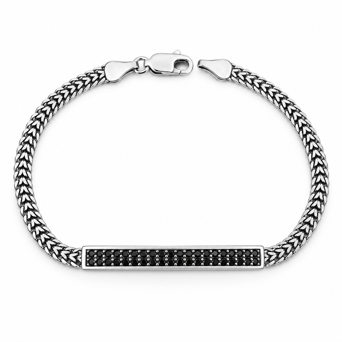 925 Sterling Silver Black Onyx CZ Bracelet for Men