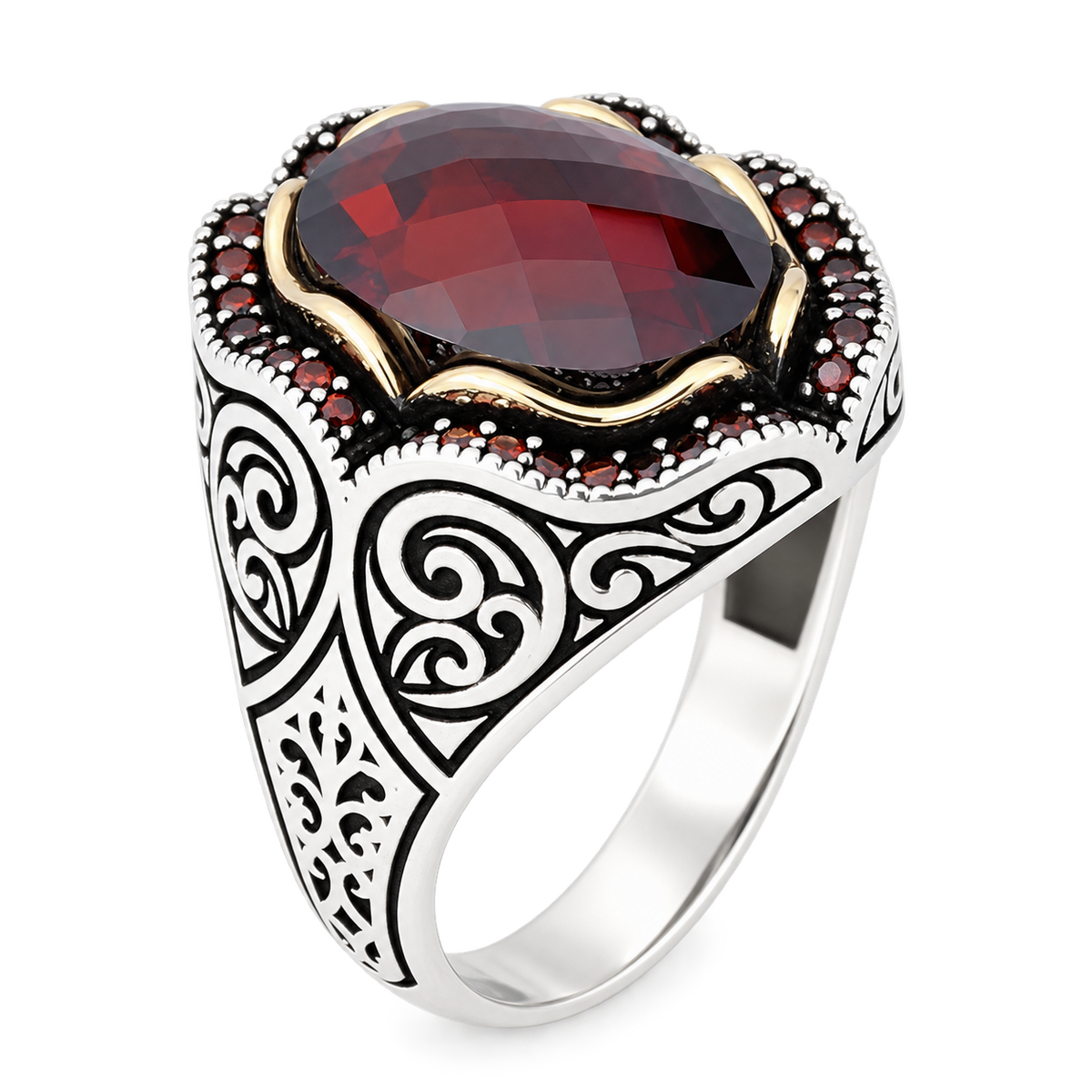 Men 925 Minimal Ruby Stone Ring, Oval Red Gemstone Men Ring, Garnet Gemstone Ring, Mens Turkish Handmade Ring, Sterling Silver, Men Gift