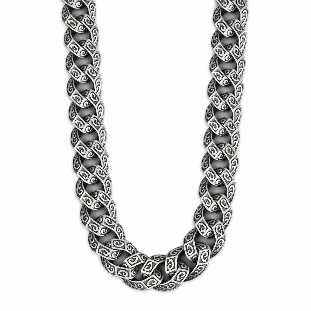 925 Sterling Silver Oxidized Gothic Byzantine Chain Necklace for Men