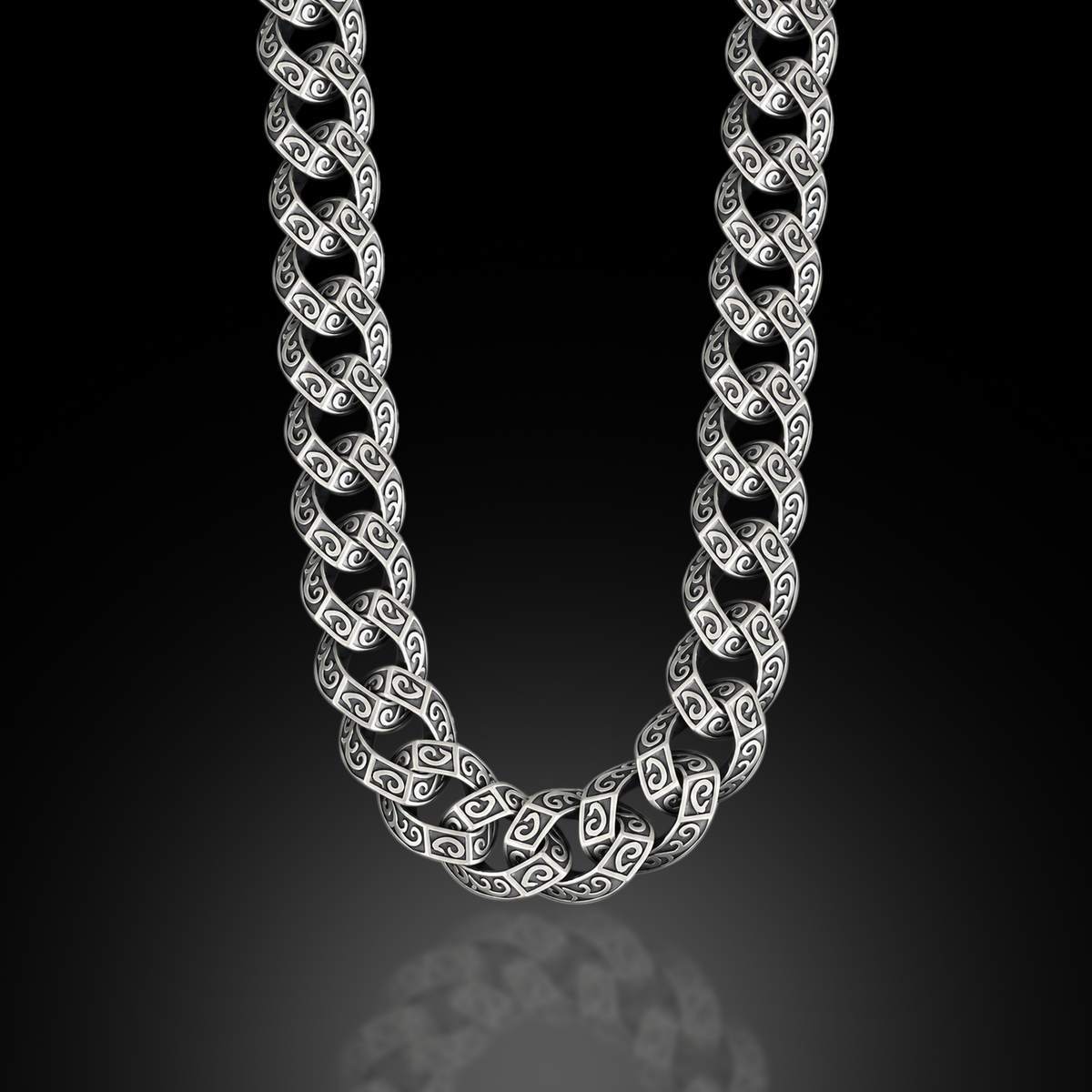 925 Sterling Silver Oxidized Gothic Byzantine Chain Necklace for Men