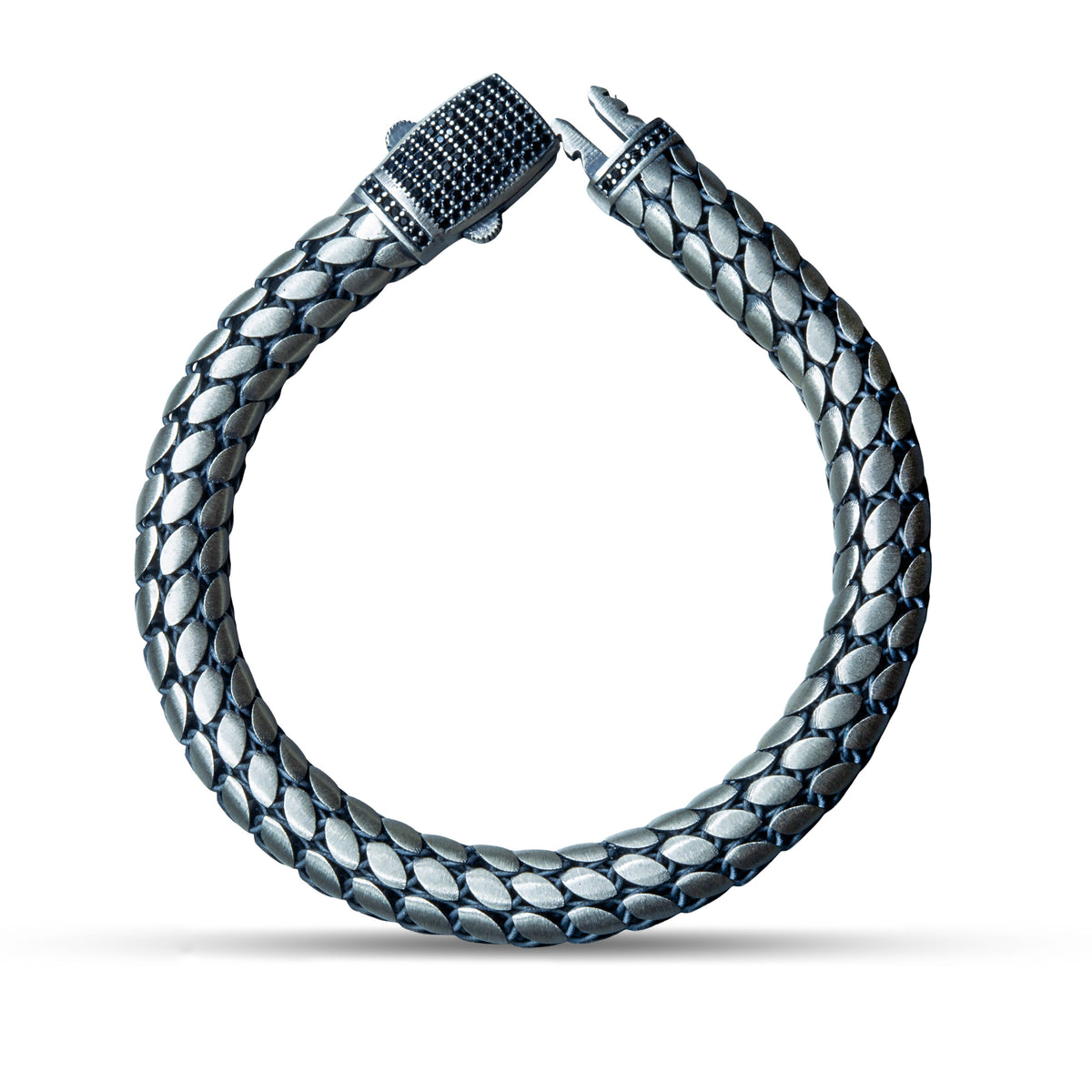 Pulsera de cadena de serpiente gruesa tipo palomitas de maíz, hecha a mano en plata de 10 mm para hombre