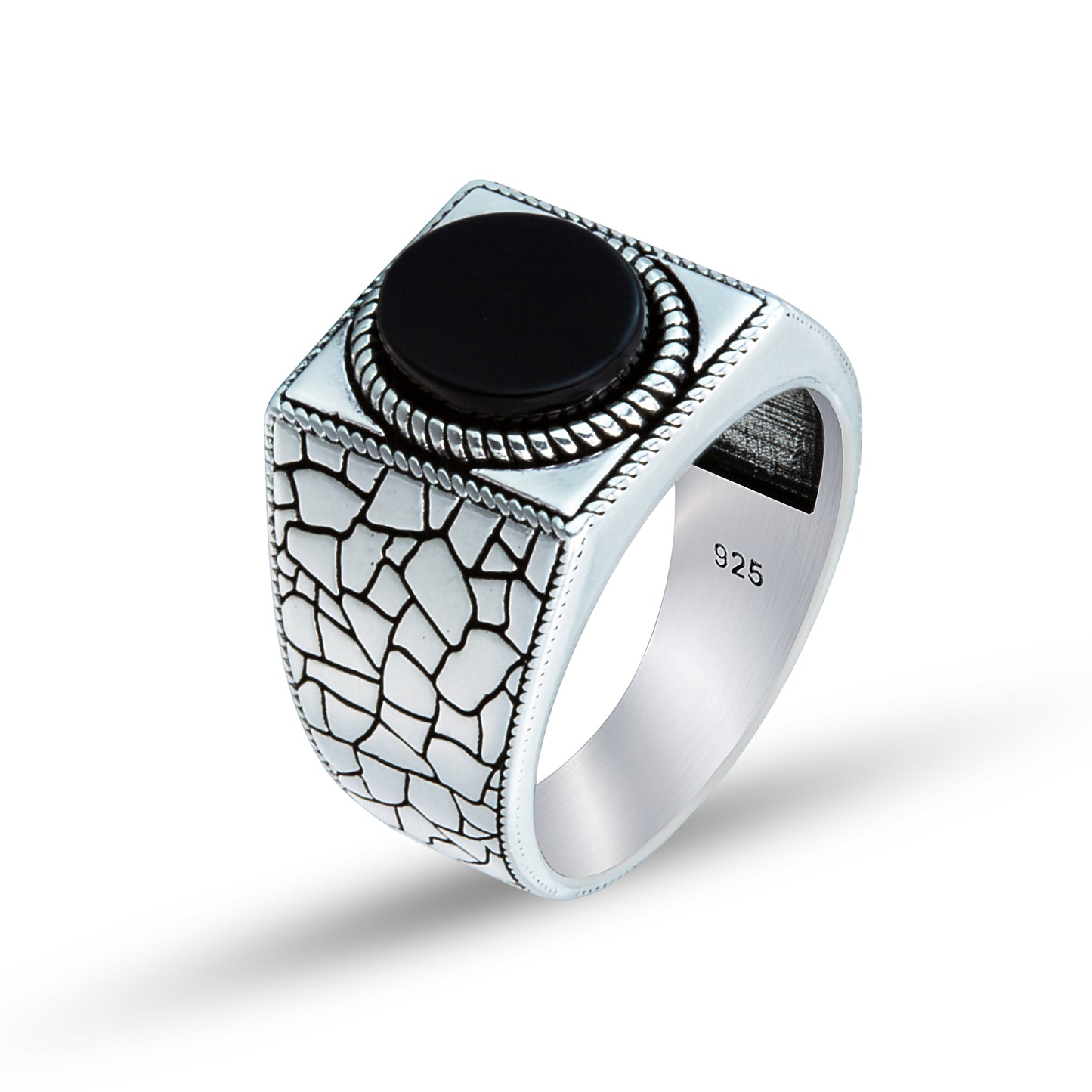 Men Handmade Black Onyx Stone Signet Ring