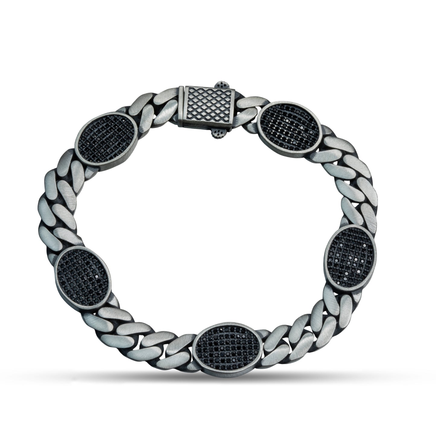 Men Black Onyx Stone 10MM Cuban Chain Bracelet