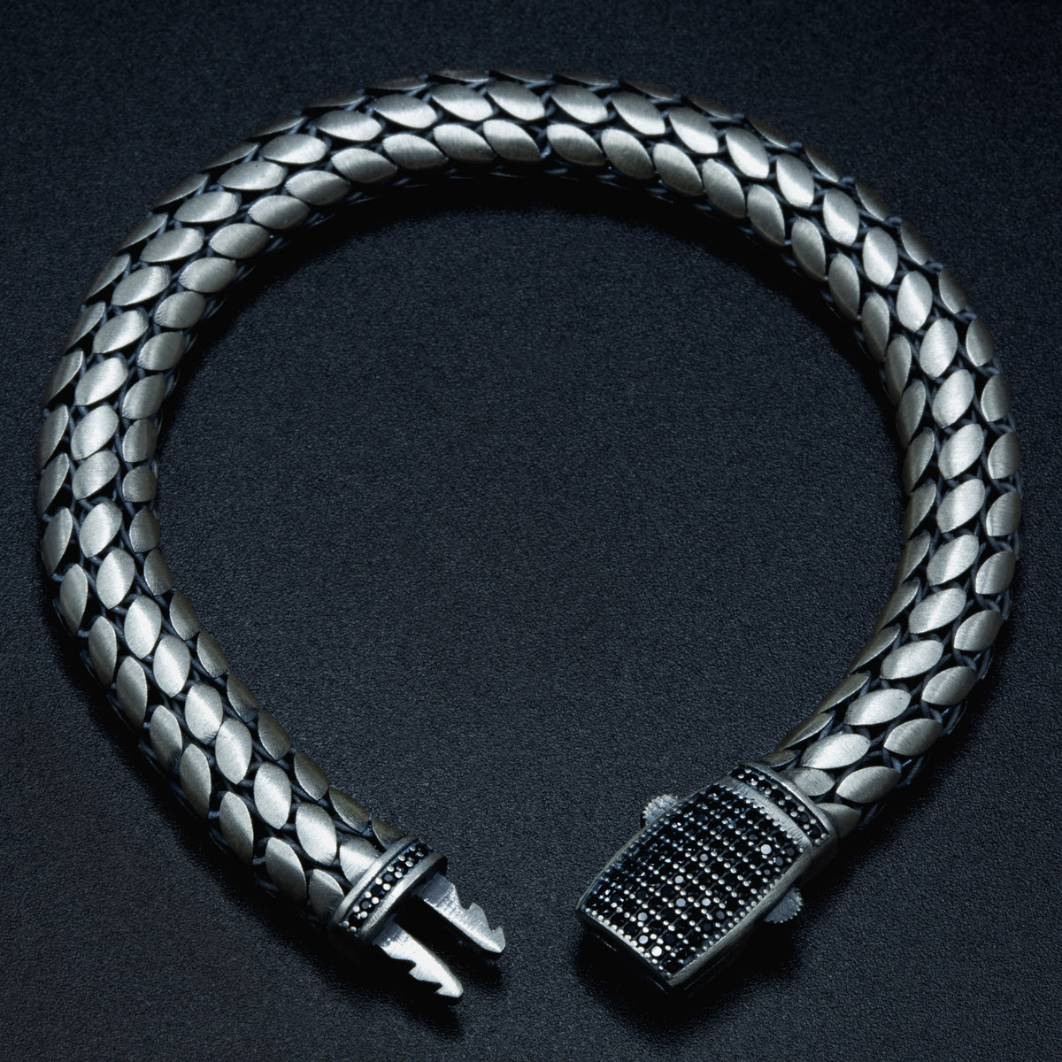 Pulsera de cadena de serpiente gruesa tipo palomitas de maíz, hecha a mano en plata de 10 mm para hombre