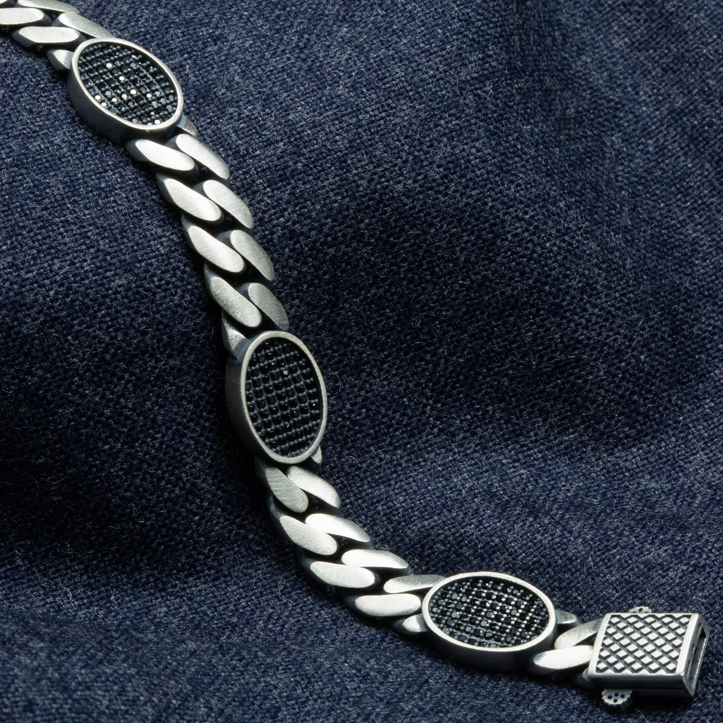 Men Black Onyx Stone 10MM Cuban Chain Bracelet