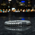 Pulsera de cadena de serpiente gruesa tipo palomitas de maíz, hecha a mano en plata de 10 mm para hombre