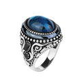 925K Sterling Silver Men Silver Abalone Shell Pearl Stone Silver Ring
