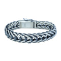 925 Men Silver Chain Bracelet, 12MM Braided Oxized Solid Silver Chain, Onyx Men Chain Heavy Bracelet, Bracelets For Men, 925 Silver