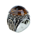 Silver Large Sultanite Stone Ring, Silver Sword Signet Style Ring, Man Handmade Silver Ring