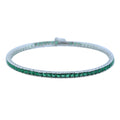 925 Silver Square Emerald Tennis Bracelet, Unisex Emerald Diamond Bracelet, Mens Luxury Green Bracelet, Anniversary Gift, Perfect Gift