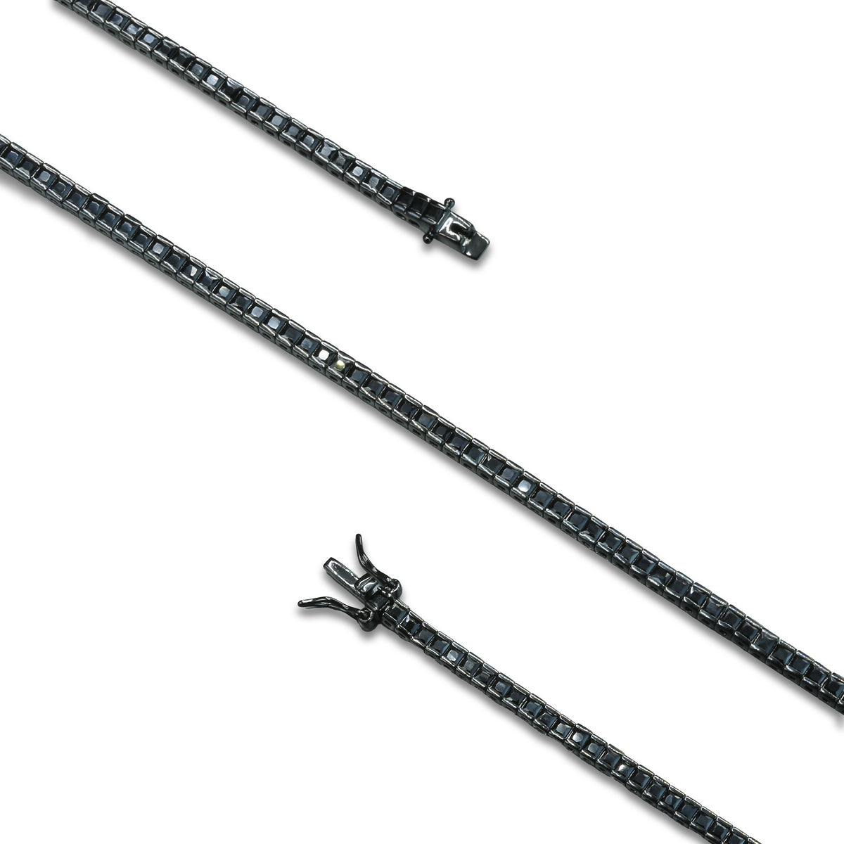 Men Silver Minimal Square Black Diamond Bracelet