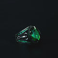 925 Silver Emerald Gemstone Scorpion Signet Ring
