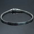 Men Silver Minimal Square Black Diamond Bracelet