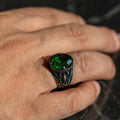 925 Silver Emerald Gemstone Scorpion Signet Ring