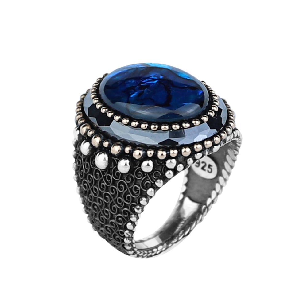 925 Sterling Silver Handmade Abalone Pearl Gemstone Ring