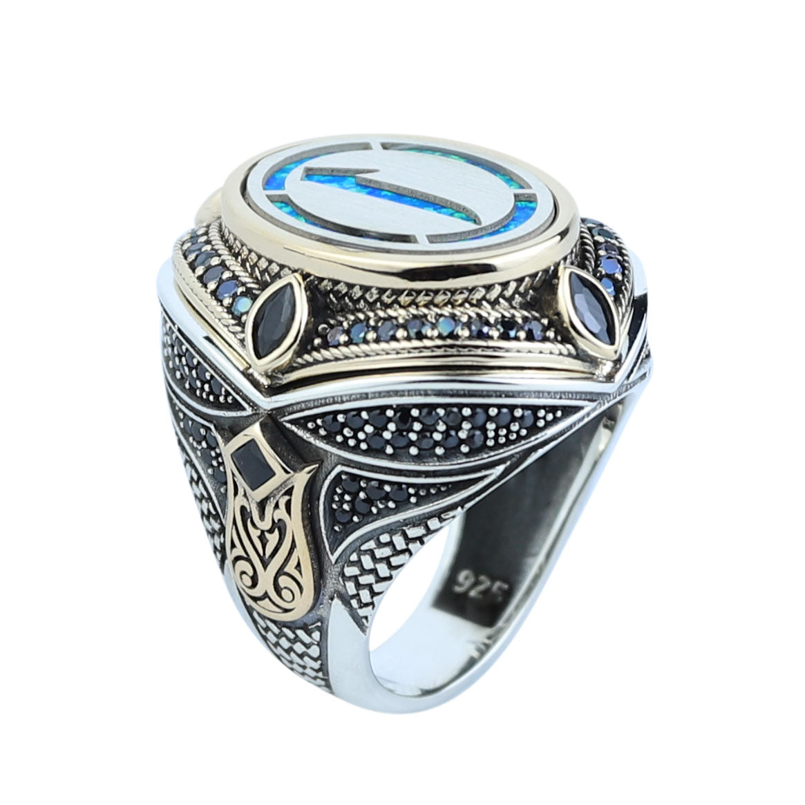 925 Sterling Silver Islamic Handmade Ring, Elif Arabic Signet Ring, Handmade Muslim Ring