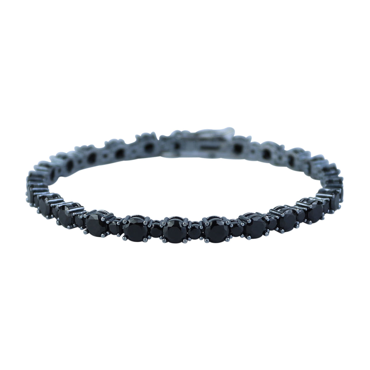 925 Silver Black Diamond Tennis Bracelet, Men Round Diamond Bracelet, Elegant Diamond Bracelet, Luxury Diamond Tennis Bracelet