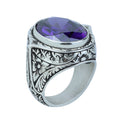 Mens Handmade Silver Amethyst Men's Ring, Purple Stone Turkish Handmade Silver Men Ring, 925k Sterling Silver Ring , Gift For Him