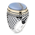 925 Silver Natural Yemen Agate Stone Ring, Natural Agate Men Ring, Turkish Handmade Silver Ring, 925k Sterling Silver Ring, Gift For Hi