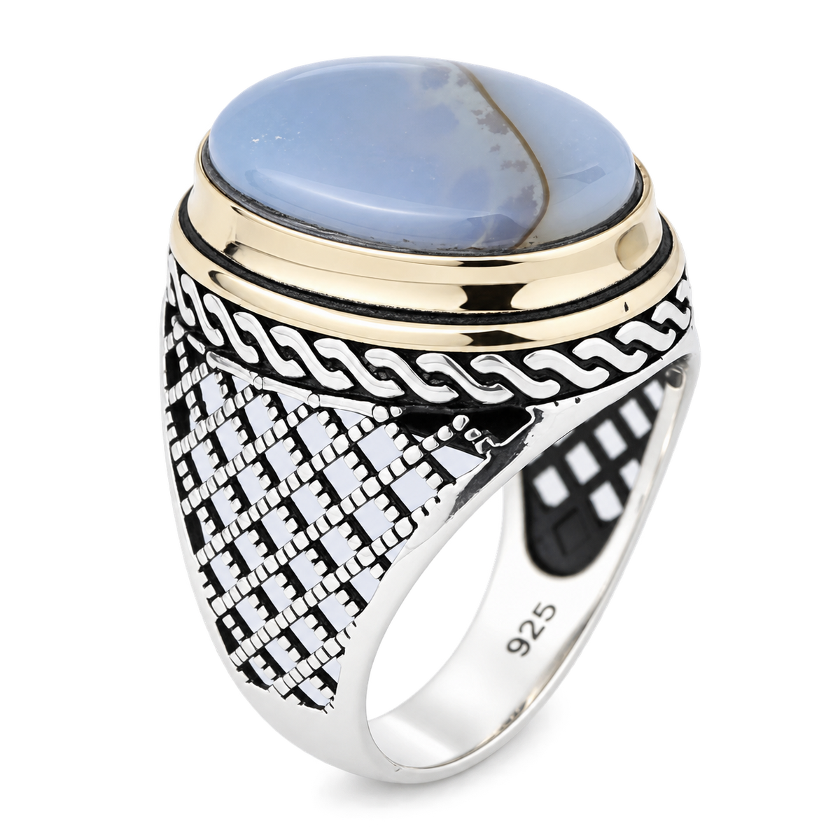 925 Silver Natural Yemen Agate Stone Ring, Natural Agate Men Ring, Turkish Handmade Silver Ring, 925k Sterling Silver Ring, Gift For Hi