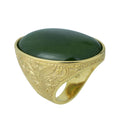 Men Silver Jade Gemstone Ring, Large Gold Engraved Signet Ring, Green Jade Gemstone Large Ring, Natural Jade Ring, Gift For Men